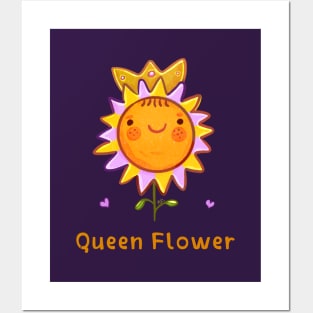 Cheerful Sunflower Queen Posters and Art